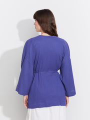 LCW Classic Shawl Collar Oversize Muslin Women Kimono