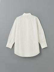 LCW Modest Ecru Floral Oversize Poplin Women Shirt Tunic