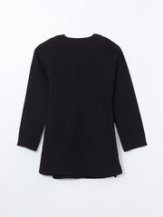 LCW Modest Black Double Breasted Collar Women Kimono