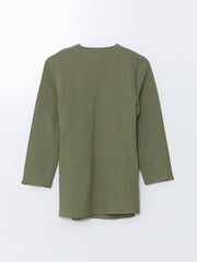 LCW Modest Black Double Breasted Collar Women Kimono