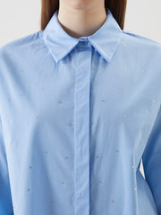 LCW Modest Shiny Stone Poplin Women Shirt Tunic