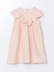 LCW Baby Ecru Striped Baby Girl Interlock Dress