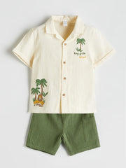 LCW Kids Embroidered BoyS Shirt And Shorts 2-Pack