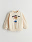 LCW Kids Beige Crew Neck Teddy Bear Printed Girls Sweatshirt
