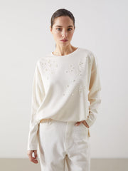 LCWAIKIKI Classic Ecru Crew Neck Stoned Women Tunic