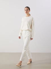 LCWAIKIKI Classic Ecru Crew Neck Stoned Women Tunic