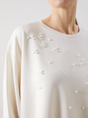 LCWAIKIKI Classic Ecru Crew Neck Stoned Women Tunic