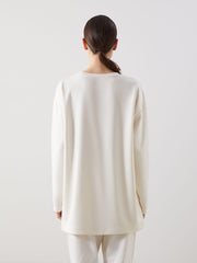 LCWAIKIKI Classic Ecru Crew Neck Stoned Women Tunic