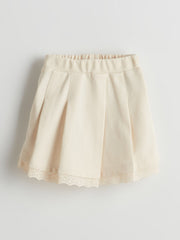 LCW Kids Beige Elastic Waist Lace Girl Skirt