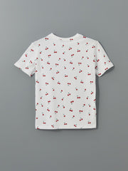 Xside Crew Neck Cherry Printed Women T-Shirt