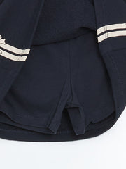 LCW Kids Navy Blue Elastic Waist Ribbon Detailed Girl Shorts Skirt