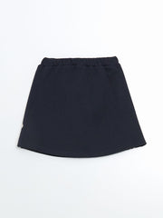 LCW Kids Navy Blue Elastic Waist Ribbon Detailed Girl Shorts Skirt