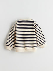 LCW Kids Ecru Crew Neck Teddy Bear Printed Girls Sweatshirt