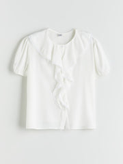 LCW Kids Ruffle Detailed Girl Crop Shirt