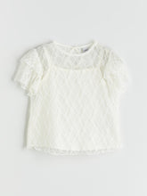LCW Kids Crew Neck Lace Detailed GirlS Blouse
