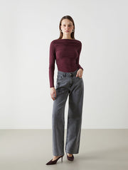 LCW Vision Plum Boat Neck Women Blouse