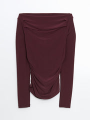 LCW Vision Plum Boat Neck Women Blouse