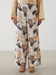 LCW Modest Elastic Waist Patterned Women Trousers