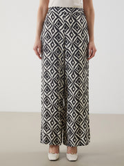LCW Modest Elastic Waist Patterned Women Trousers
