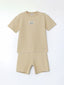 LCW Kids Beige Crew Neck Boy T-Shirt And Shorts