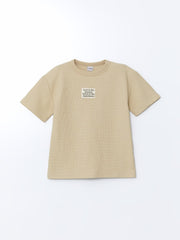 LCW Kids Beige Crew Neck Boy T-Shirt And Shorts