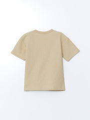 LCW Kids Beige Crew Neck Boy T-Shirt And Shorts