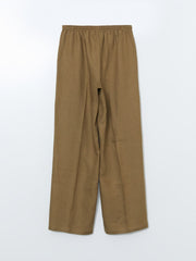 LCW Vision Elastic Waist Linen Women Trousers