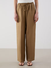 LCW Vision Elastic Waist Linen Women Trousers