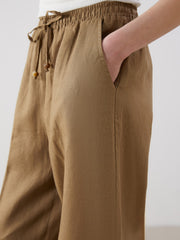 LCW Vision Elastic Waist Linen Women Trousers