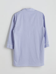 LCW Dream Blue Shirt Collar Striped Women Nightgown