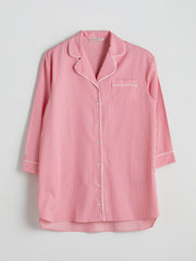 LCW Dream Blue Shirt Collar Striped Women Nightgown