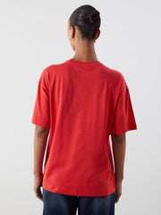 LCW Vision Red Crew Neck Printed Oversize Women T-Shirt