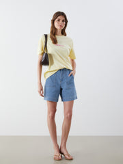 LCW Vision Sari Crew Neck Printed Oversize Women T-Shirt