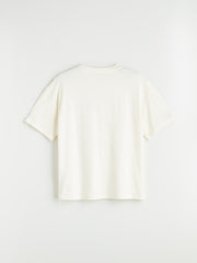 LCW Vision Ecru Crew Neck Printed Oversize Women T-Shirt