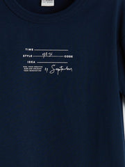 LCW Kids Blue Crew Neck Boy T-Shirt