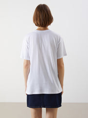 Xside White Crew Neck Cherry Embroidered Women T-Shirt