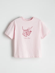 LCW Kids Pink Crew Neck Girls T-Shirt