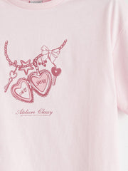 LCW Kids Pink Crew Neck Girls T-Shirt