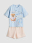LCW Kids Crew Neck Girls Shorts Pajama Set