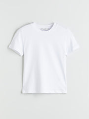 LCW Vision White Crew Neck Embroidered Women T-Shirt