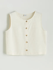 LCW Kids Crew Neck Linen Blend GirlS Shirt