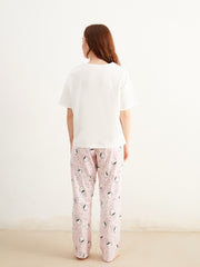 LCW Dream Petite Crew Neck Printed Women Pyjama Set