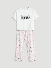 LCW Dream Petite Crew Neck Printed Women Pyjama Set