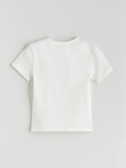 LCW Kids Ecru Crew Neck Girls T-Shirt