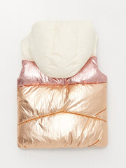 Hooded Color Block Girls Puffer Vest