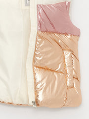 Hooded Color Block Girls Puffer Vest
