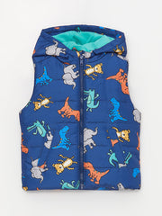 Hooded Printed Baby Boy Puffer Vest