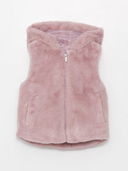Hooded Plush Girls Vest