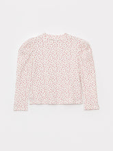 High Collar Patterned Long Sleeve Girls T-Shirt