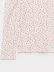 High Collar Patterned Long Sleeve Girls T-Shirt